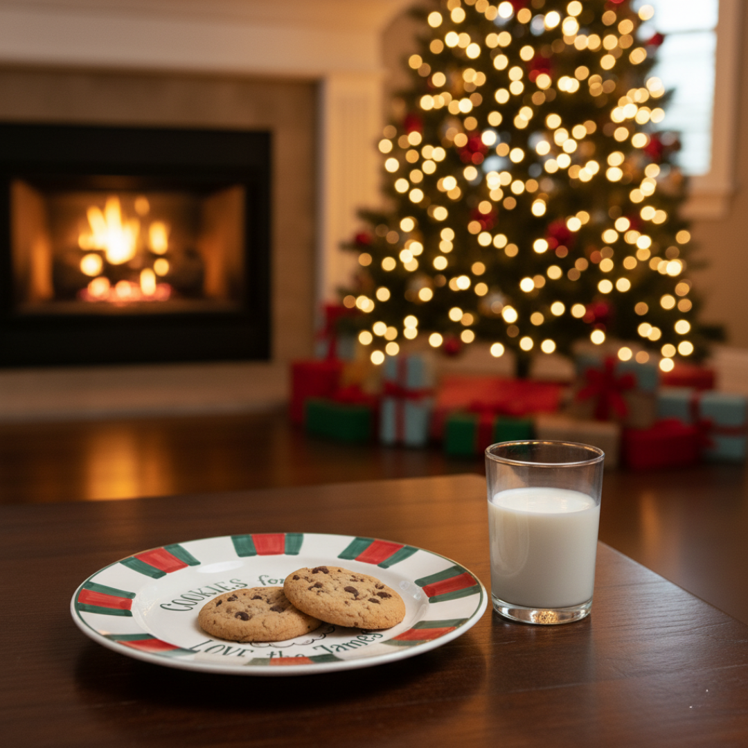 Personalized Ceramic Cookies with Santa Plate - Custom Holiday Gift - CFS20