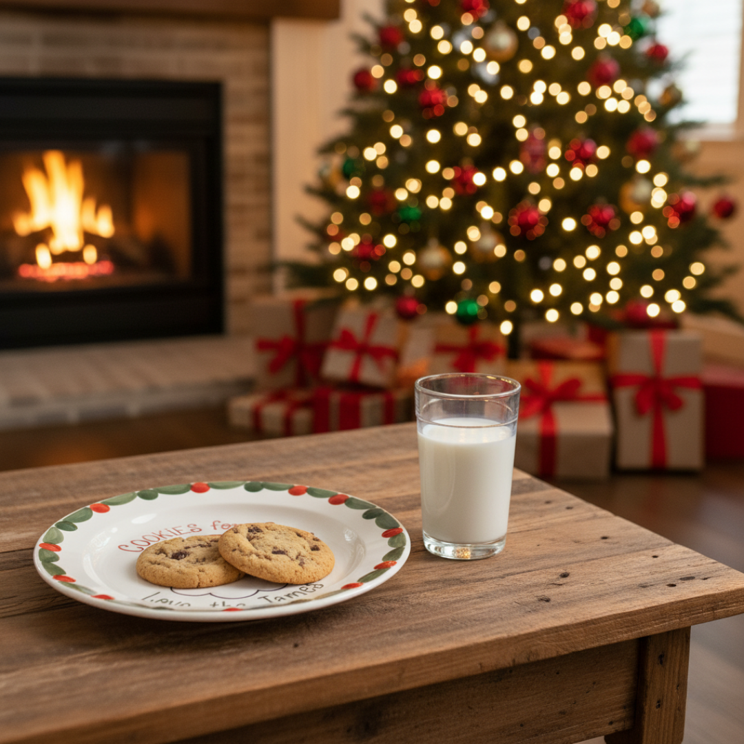Personalized Ceramic Cookies with Santa Plate - Custom Holiday Gift - CFS17