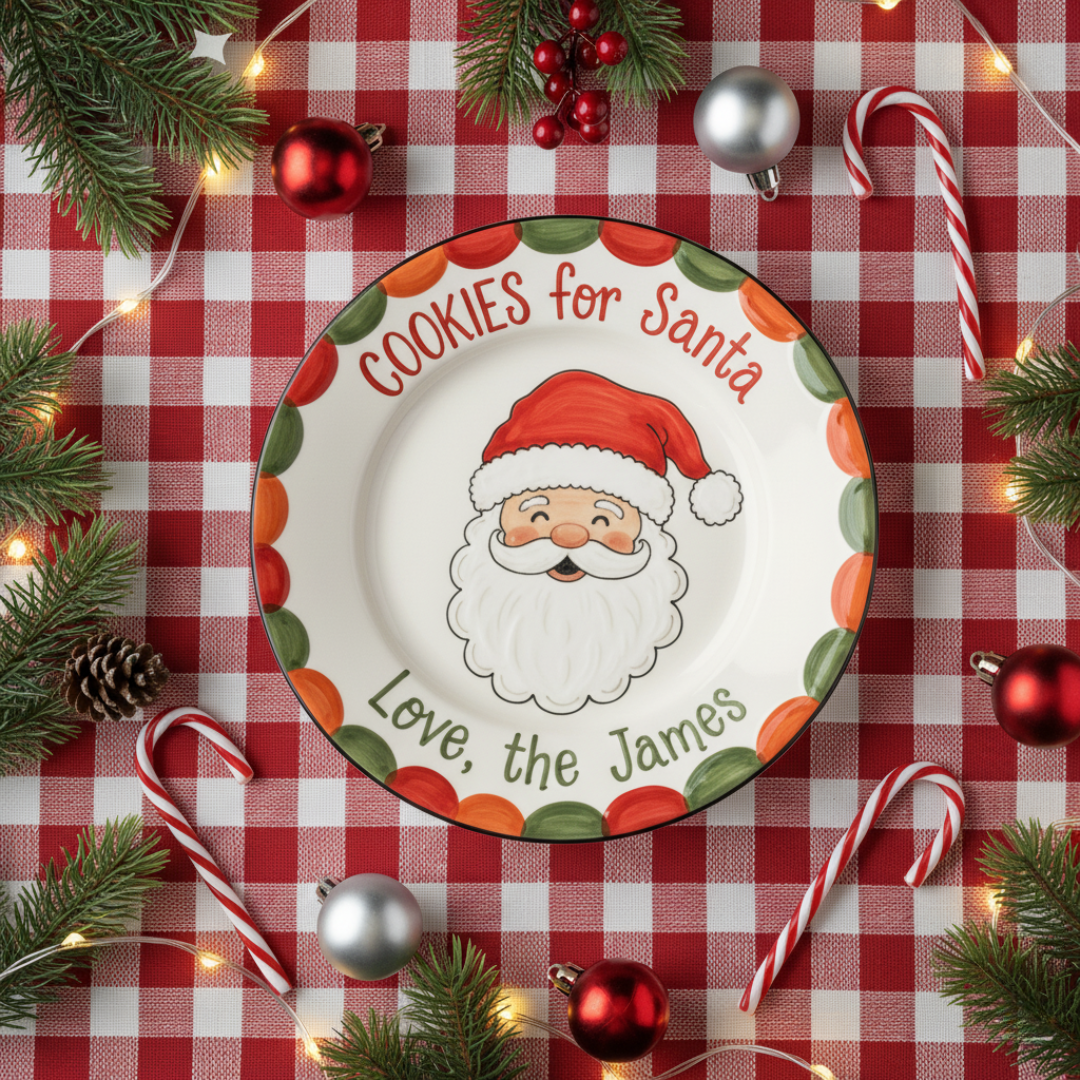 Personalized Ceramic Cookies for Santa Plate- A Meaningful Christmas Gift for Kids - CFS21
