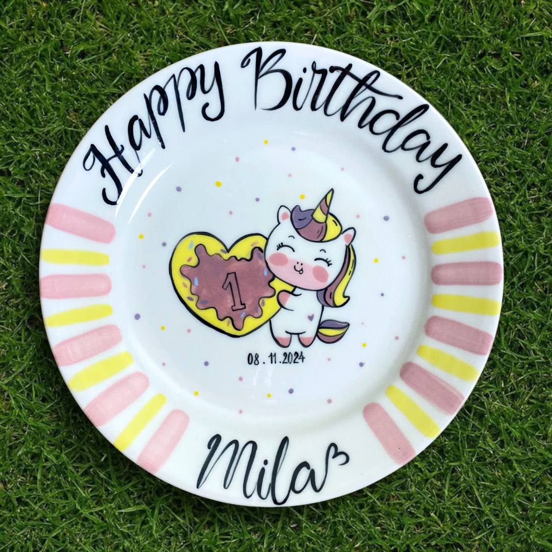 Personalized Ceramic Unicorn Birthday Plate - Cute Gift for Girls- BCP60