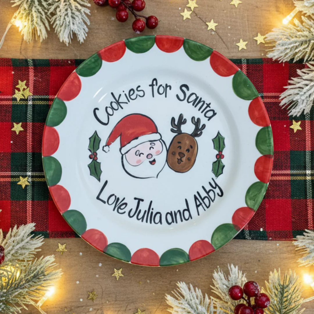 Personalized Hand-Painted Ceramic Cookies for Santa Plate- CFS03