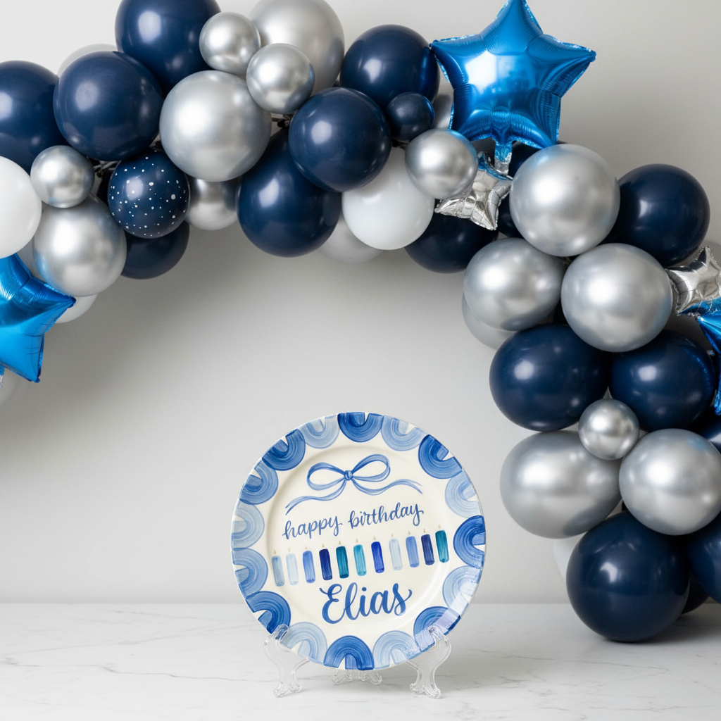 Personalized Baby Boy's Ceramic Birthday Plate – Custom Hand Painted Ceramic Gift - BCP185