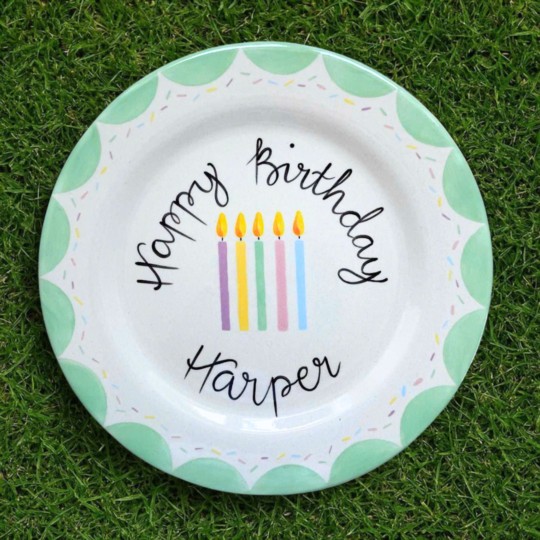 Personalized Birthday Plate with Name For Kid – Hand Painted Ceramic - BCP45