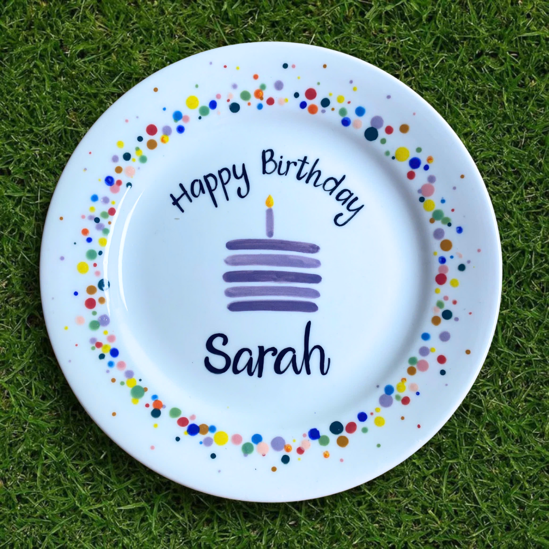 Personalized Girl Birthday Plate – Custom Hand-Painted Ceramic Gift - BCP58