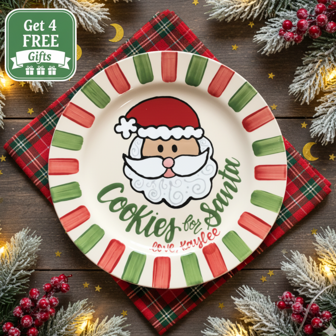 Personalized Ceramic Cookies for Santa Plate - Custom Christmas Gift - CFS12