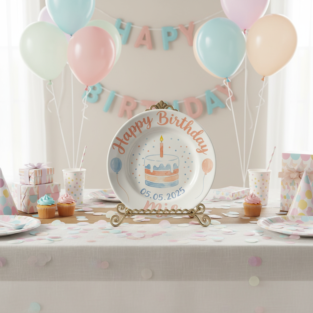 Personalized Baby Girl Ceramic Birthday Plate – Custom Hand Painted Ceramic Gift - BCP160