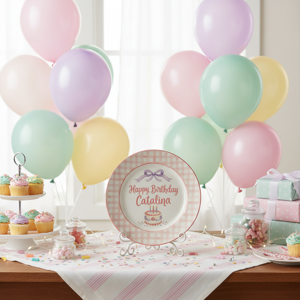 Personalized Baby Girl Ceramic Birthday Plate – Custom Hand Painted Ceramic Gift - BCP173