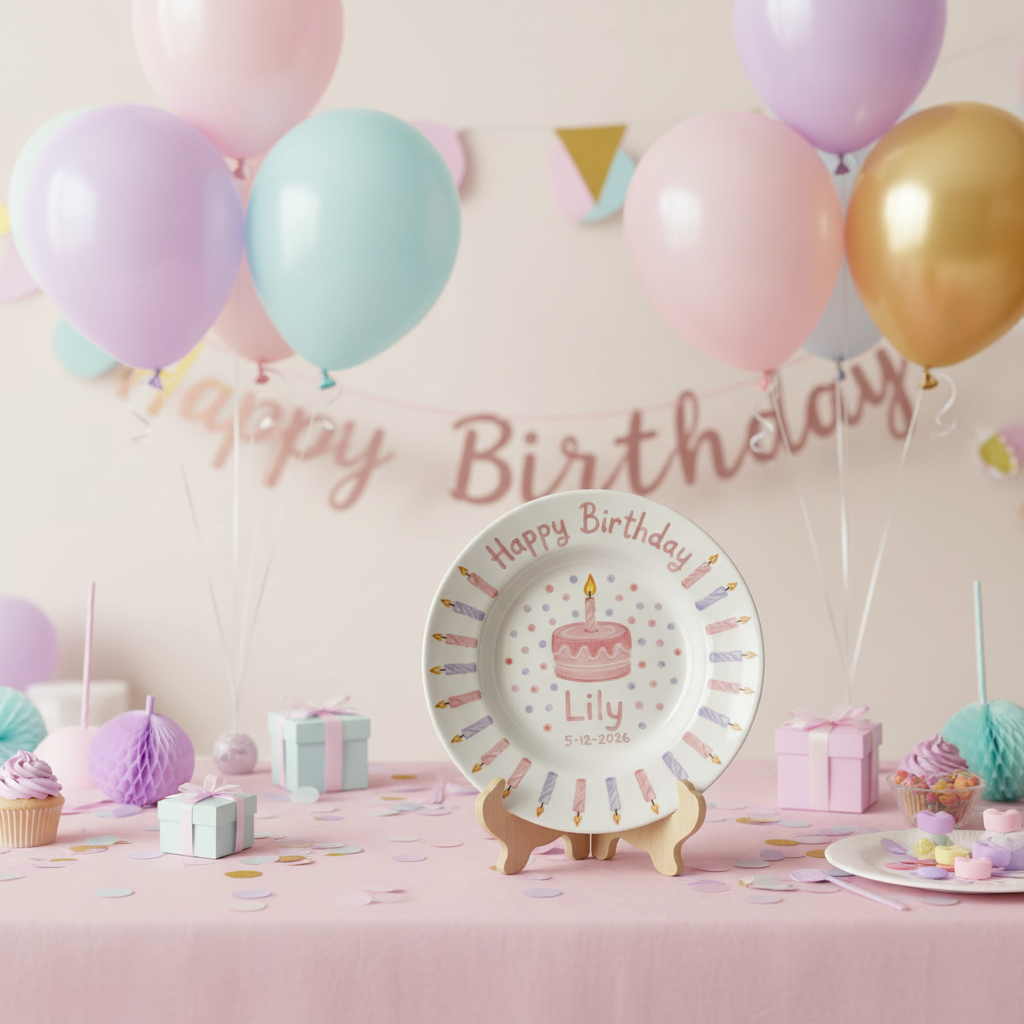 Personalized Baby Girl Ceramic Birthday Plate – Custom Hand Painted Ceramic Gift - BCP118