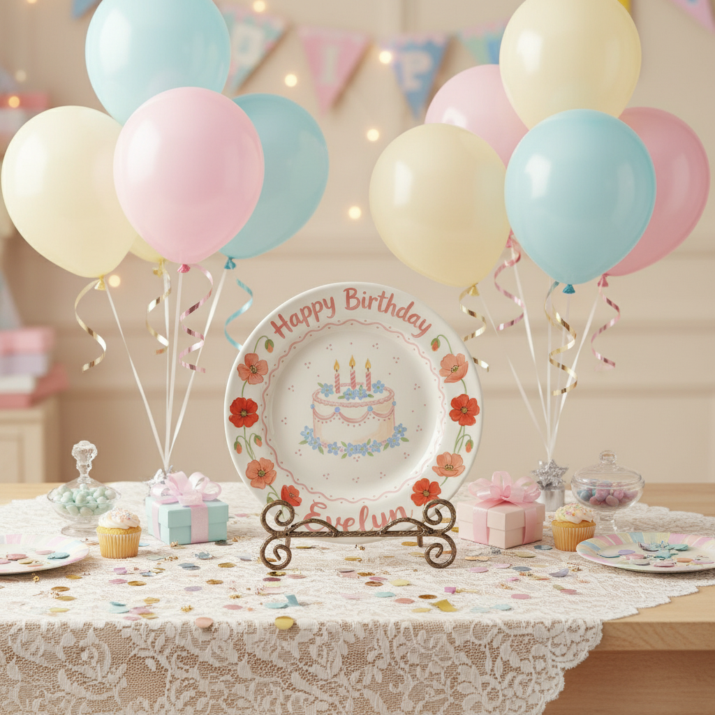 Personalized Baby Girl Ceramic Birthday Plate – Custom Hand Painted Ceramic Gift - BCP174