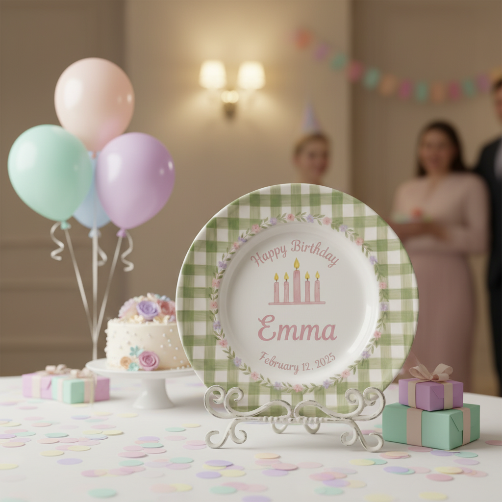 Personalized Baby Girl Ceramic Birthday Plate – Custom Hand Painted Ceramic Gift - BCP142