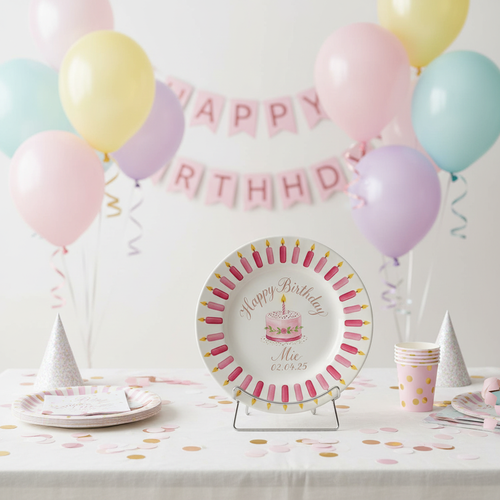 Personalized Baby Girl Ceramic Birthday Plate – Custom Hand Painted Ceramic Gift - BCP150