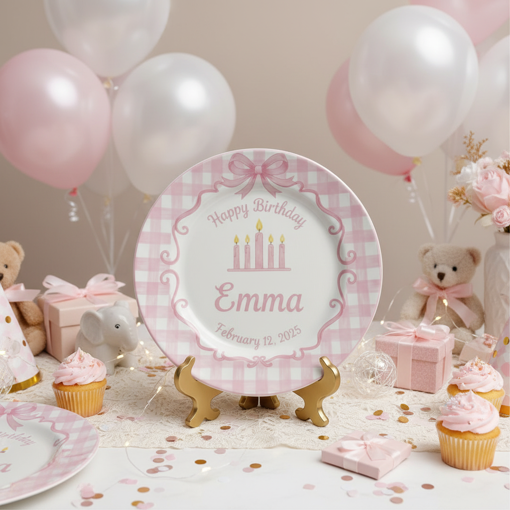 Personalized Baby Girl Ceramic Birthday Plate – Custom Hand Painted Ceramic Gift - BCP135