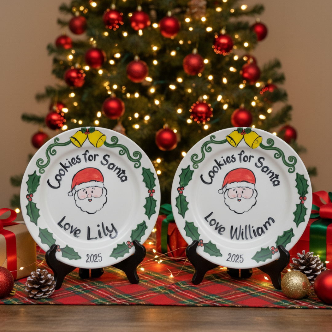 Personalized Ceramic Cookies for Santa Plate- A Meaningful Christmas Gift for Kids - CFS08