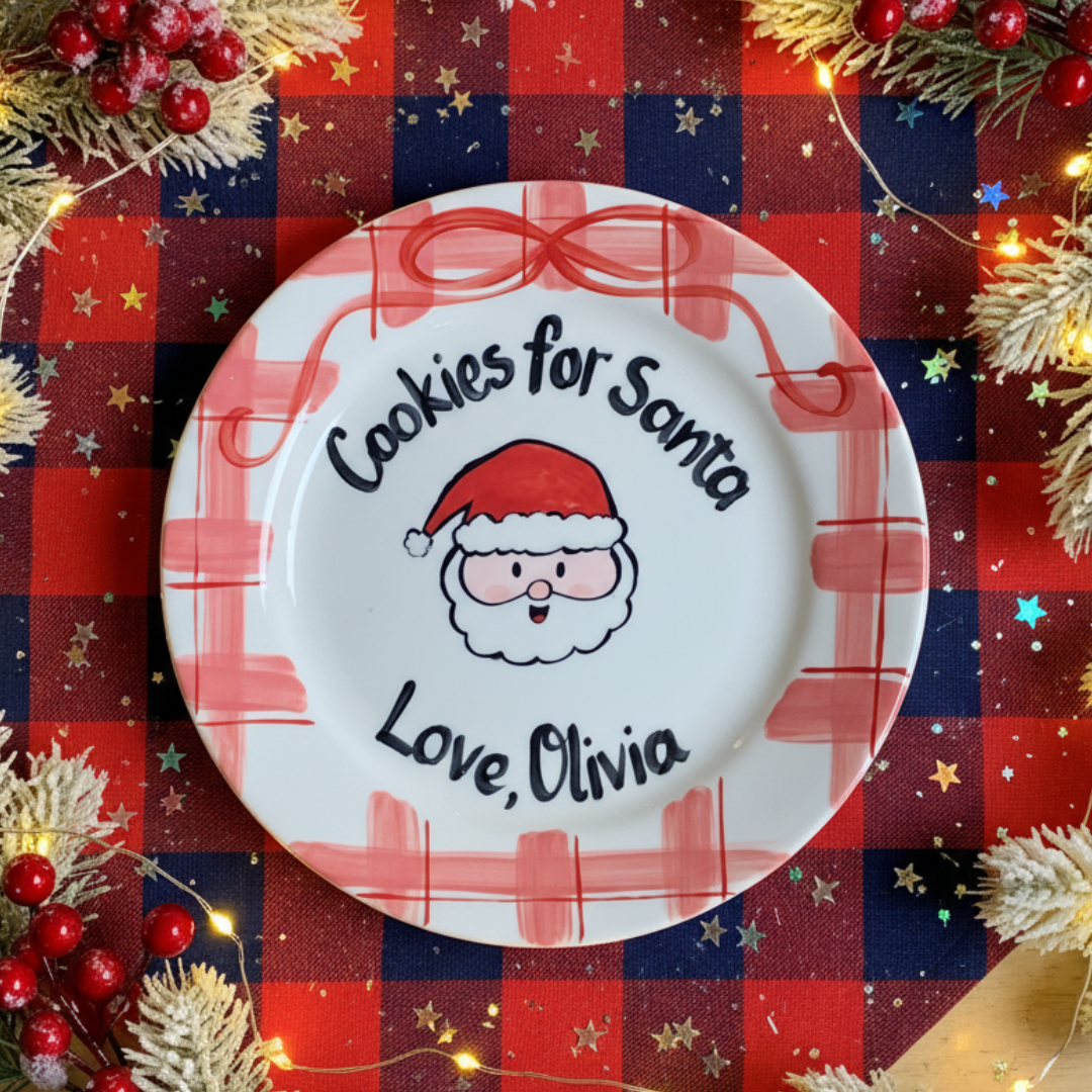 Personalized Ceramic Cookies for Santa Plate - Custom Christmas Gift - CFS10