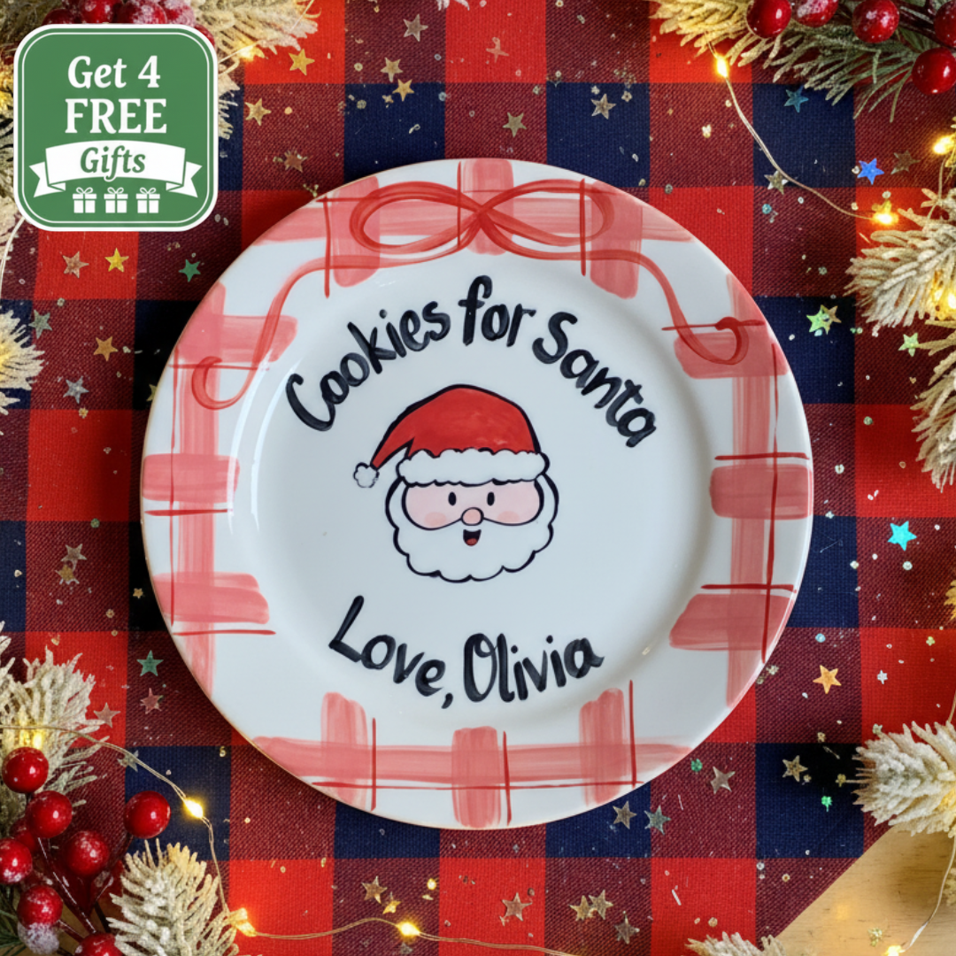 Personalized Ceramic Cookies for Santa Plate - Custom Christmas Gift - CFS10