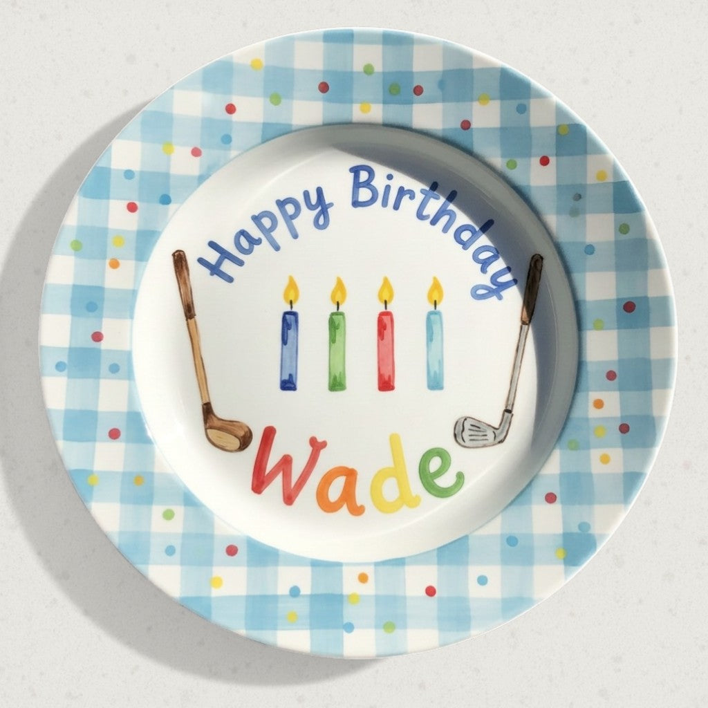 Personalized Boy's Ceramic Birthday Plate - Custom Name & Hand-Painted Keepsake - BCP48