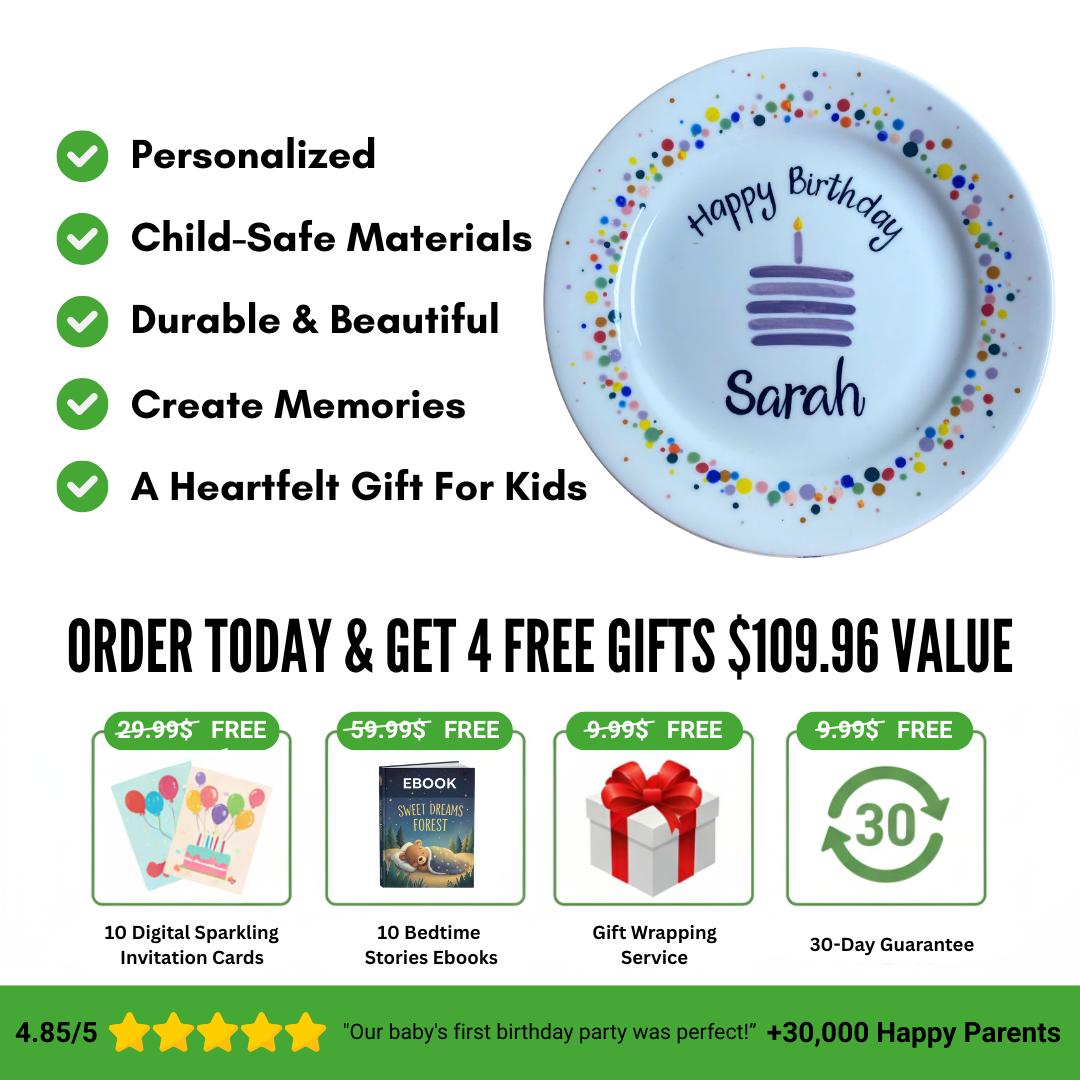 Personalized Girl Birthday Plate – Custom Hand-Painted Ceramic Gift - BCP58