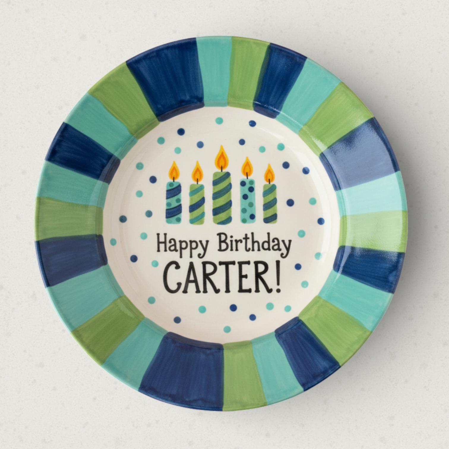 Personalized Boy Birthday Plate – Custom Hand-Painted Ceramic Gift - BCP65