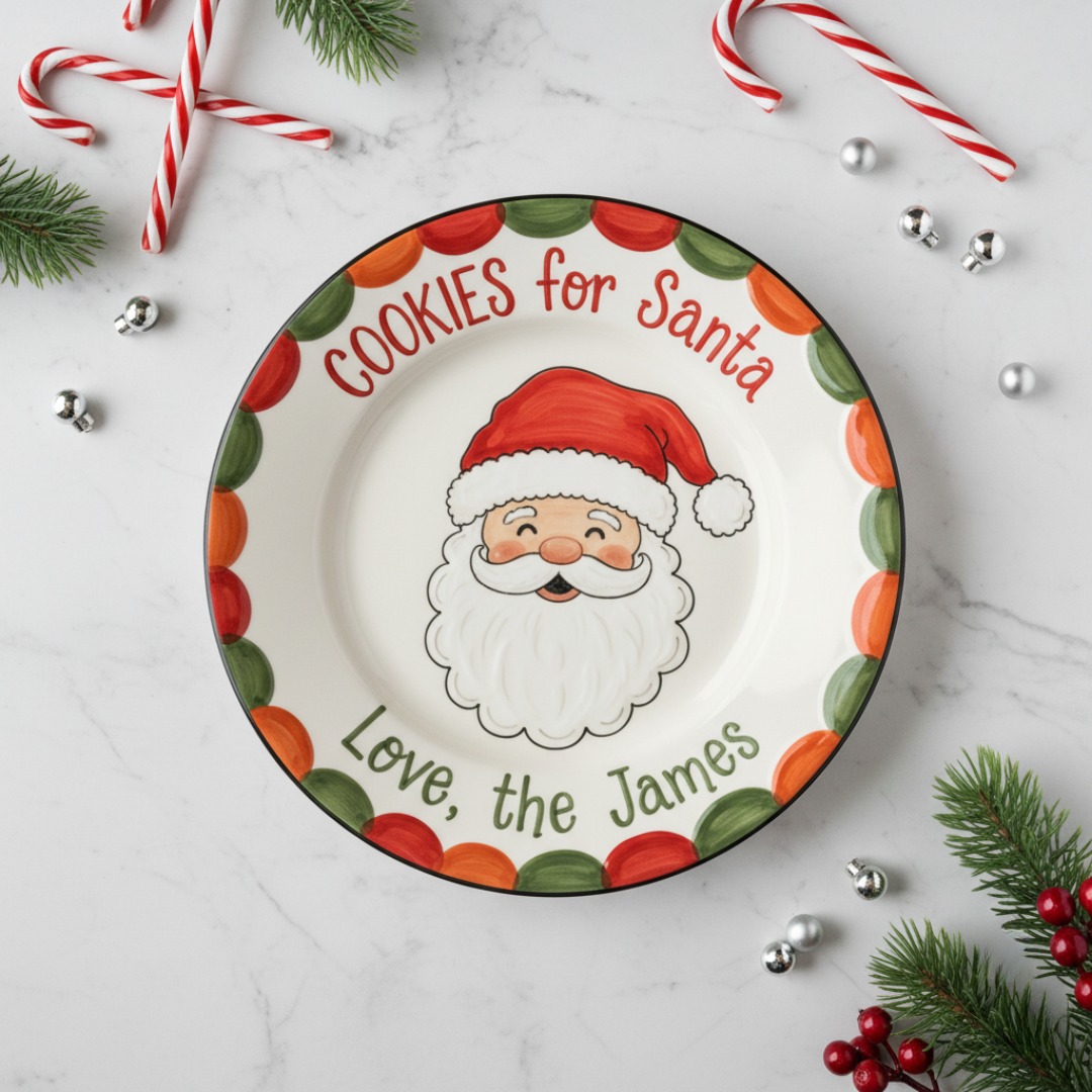 Personalized Ceramic Cookies for Santa Plate- A Meaningful Christmas Gift for Kids - CFS21