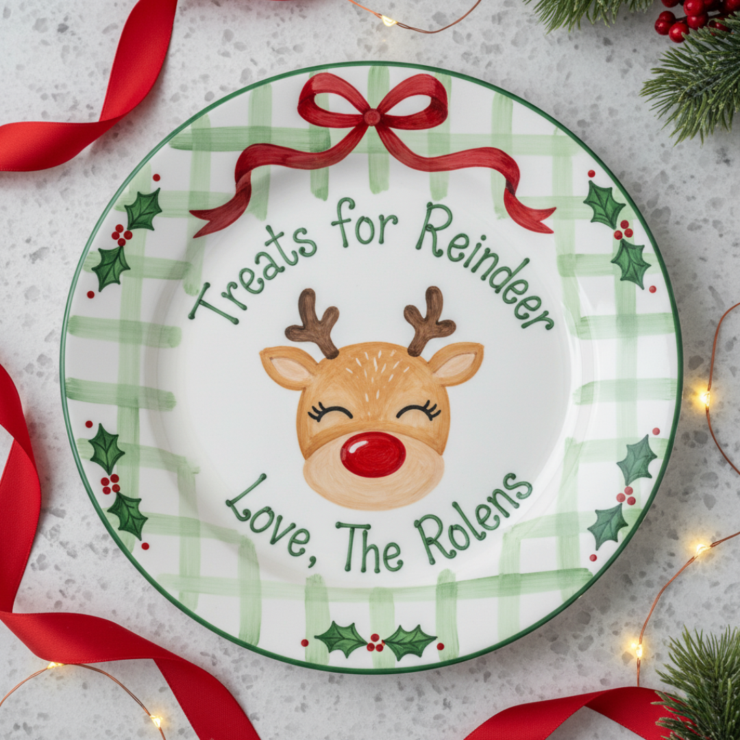 Personalized Ceramic Cookies with Santa Plate - Custom Holiday Gift - CFS19