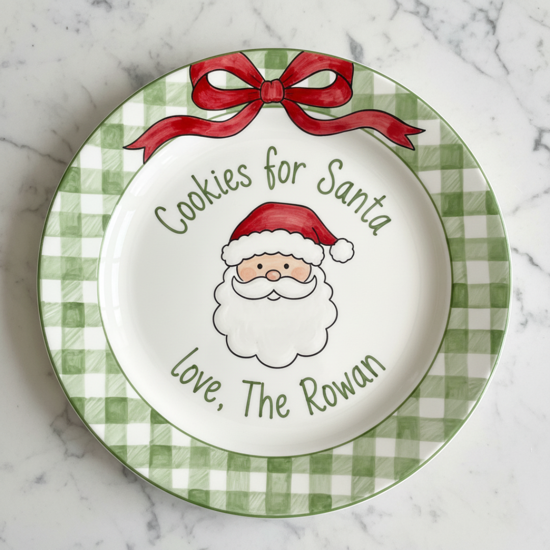 Personalized Ceramic Cookies with Santa Plate - Custom Holiday Gift - CFS15