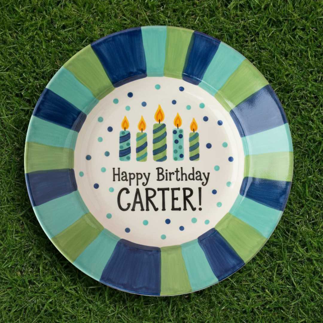 Personalized Boy Birthday Plate – Custom Hand-Painted Ceramic Gift - BCP65