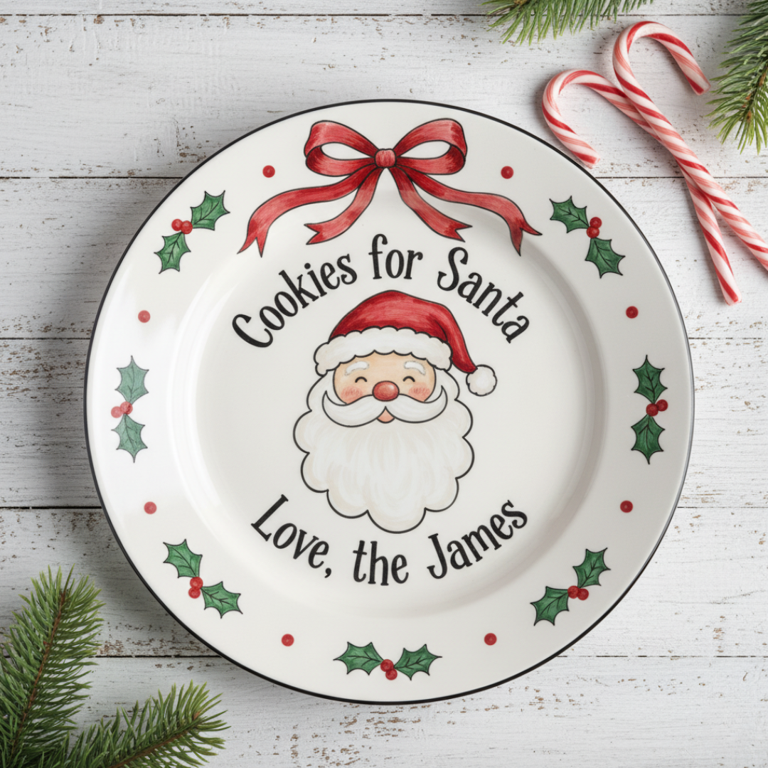 Personalized Ceramic Cookies for Santa Plate- A Meaningful Christmas Gift for Kids - CFS18