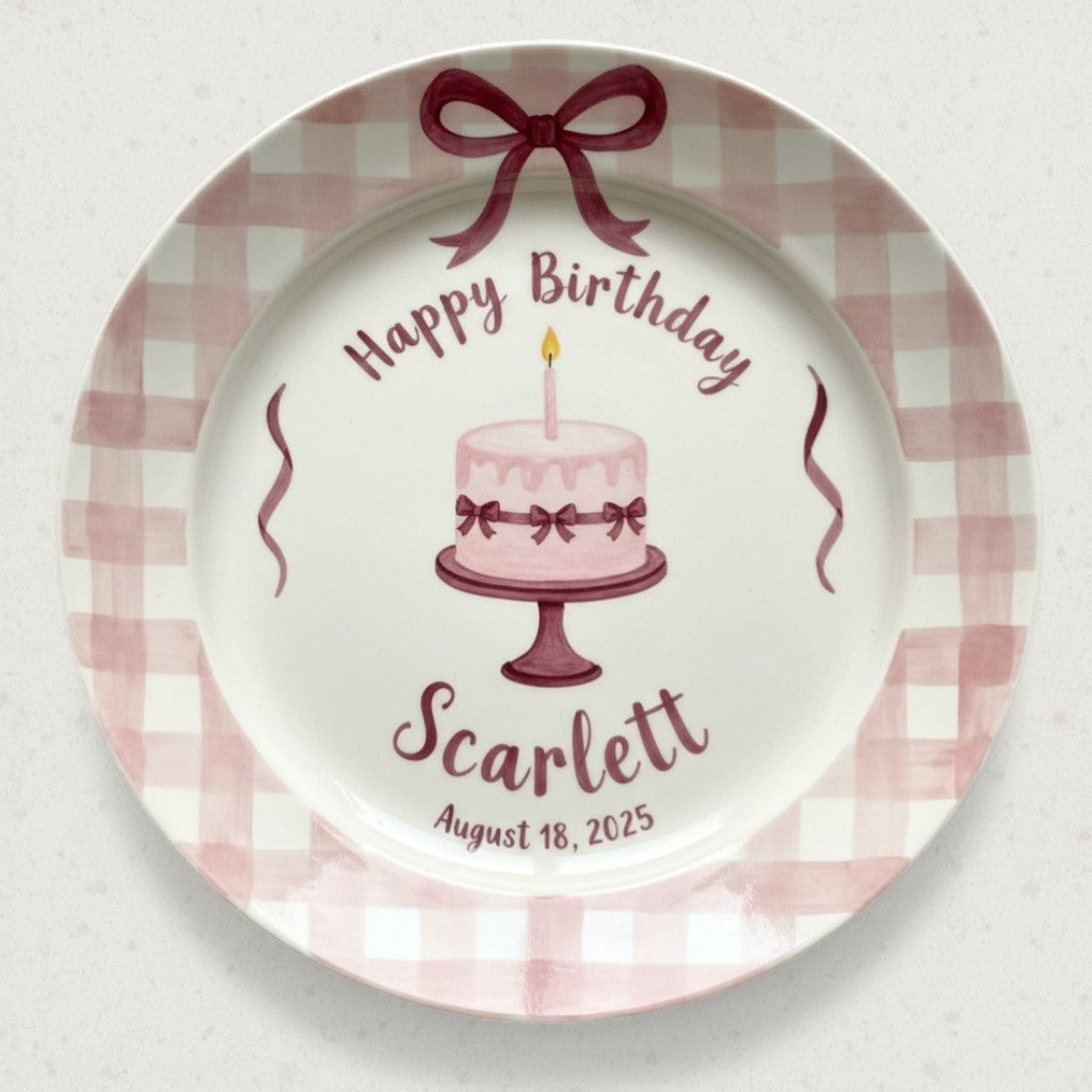 Personalized Baby Girl Ceramic Birthday Plate – Custom Hand Painted Ceramic Gift - BCP52