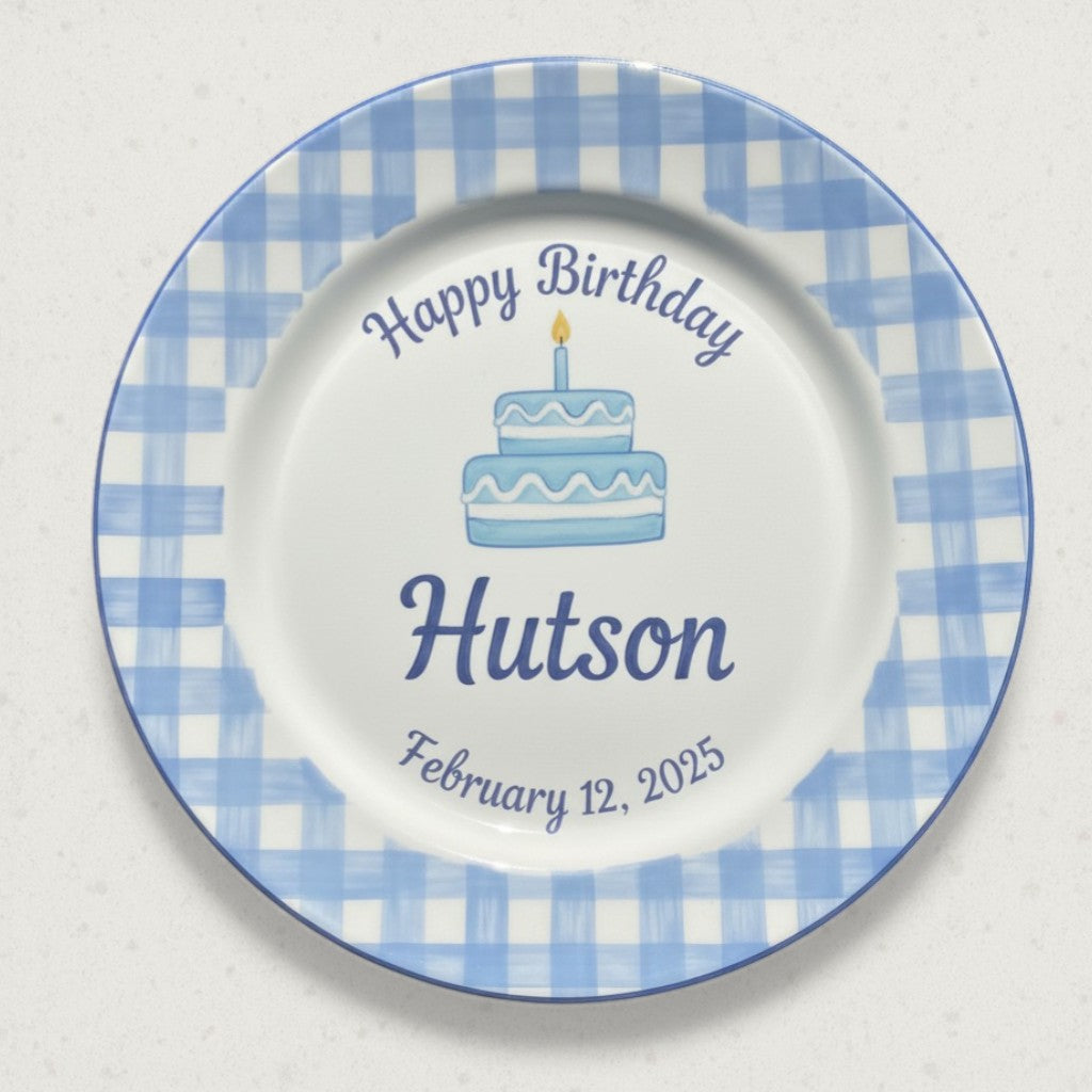 Personalized Boy's Ceramic Birthday Plate - Custom Name & Hand-Painted Keepsake - BCP132