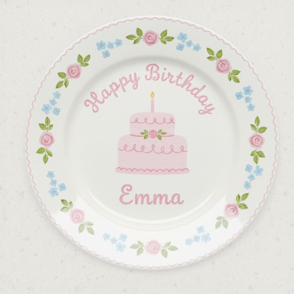 Personalized Baby Girl Ceramic Birthday Plate – Custom Hand Painted Ceramic Gift - BCP123