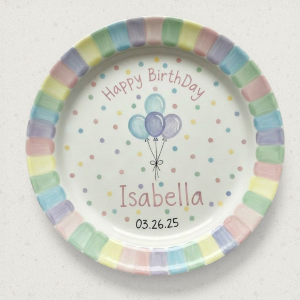 Personalized Baby Girl Ceramic Birthday Plate – Custom Hand Painted Ceramic Gift - BCP143
