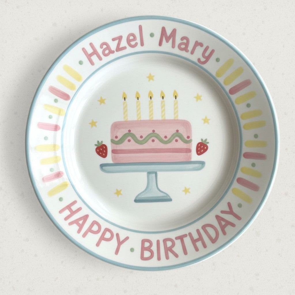 Personalized Baby Girl Ceramic Birthday Plate – Custom Hand Painted Ceramic Gift - BCP141