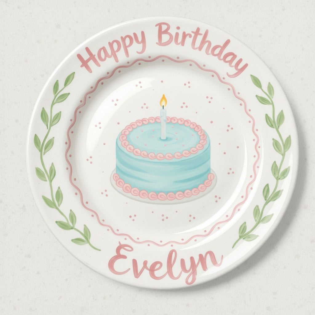 Personalized Baby Girl Ceramic Birthday Plate – Custom Hand Painted Ceramic Gift - BCP129
