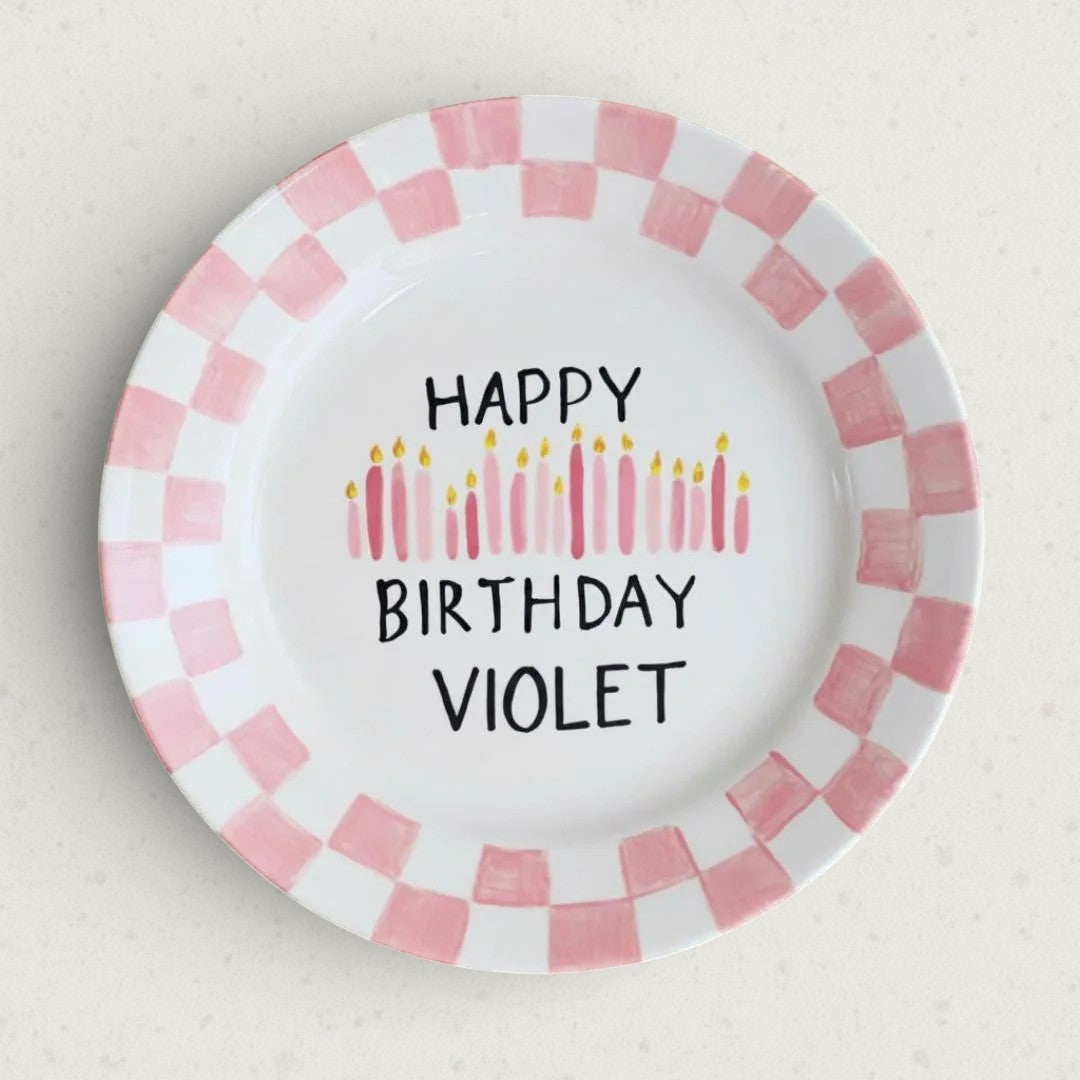 Personalized Baby Girl Ceramic Birthday Plate – Custom Hand Painted Ceramic Gift - BCP47