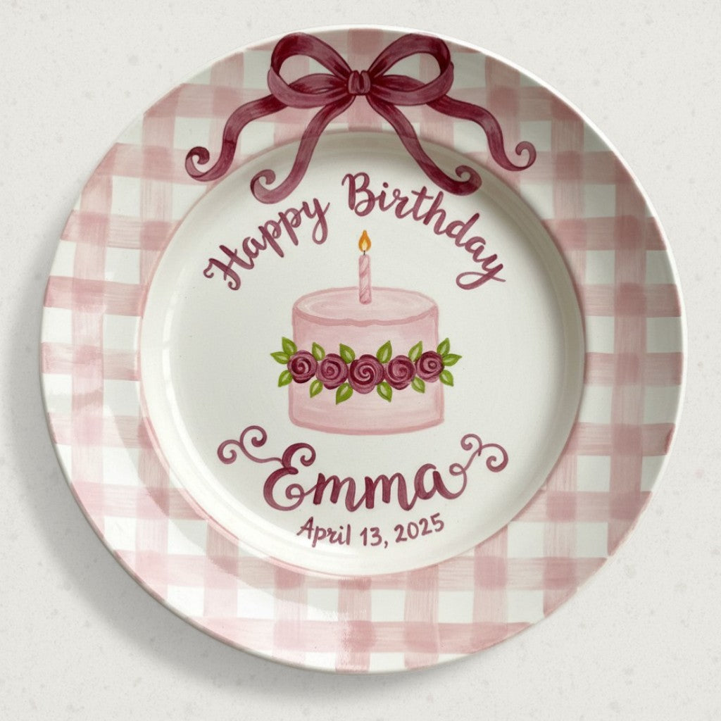 Personalized Baby Girl Ceramic Birthday Plate – Custom Hand Painted Ceramic Gift - BCP51
