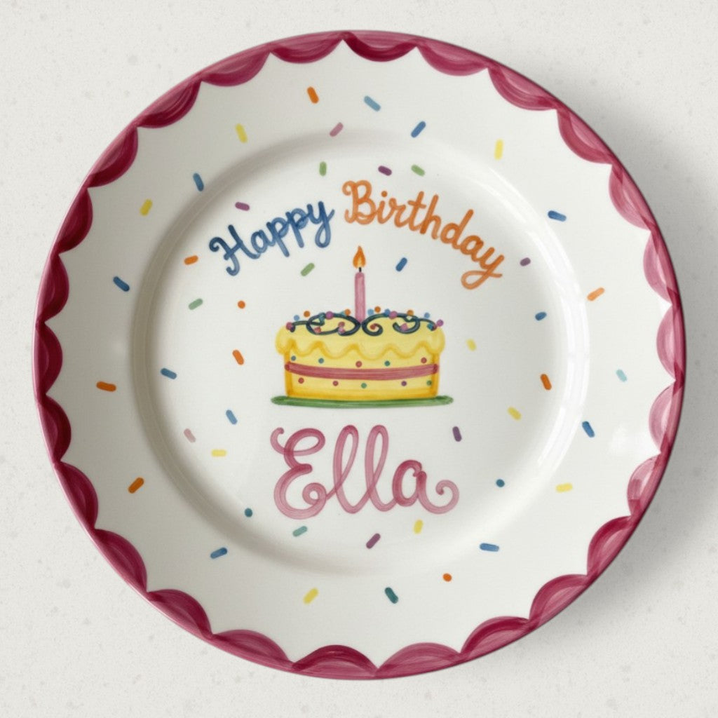 Personalized Baby Girl Ceramic Birthday Plate – Custom Hand Painted Ceramic Gift - BCP113