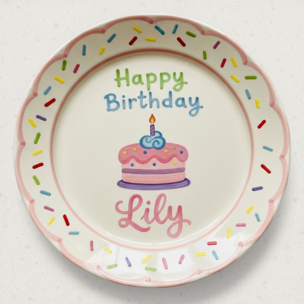 Personalized Baby Girl Ceramic Birthday Plate – Custom Hand Painted Ceramic Gift - BCP115