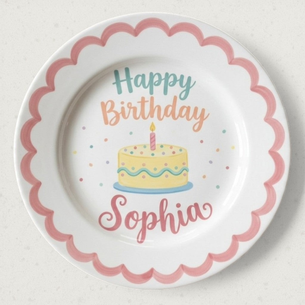 Personalized Baby Girl Ceramic Birthday Plate – Custom Hand Painted Ceramic Gift - BCP114