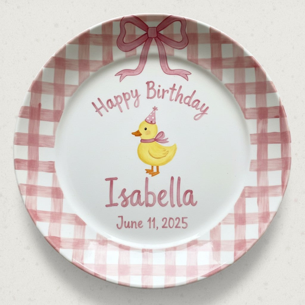 Personalized Baby Girl Ceramic Birthday Plate – Custom Hand Painted Ceramic Gift - BCP112