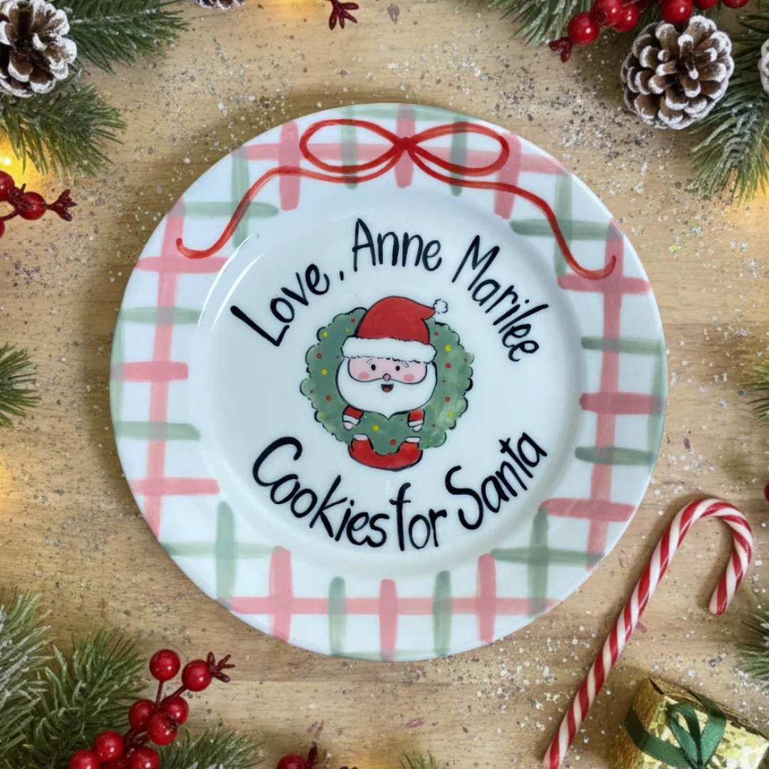 Personalized Hand-Painted Ceramic Cookies for Santa Plate- CFS01