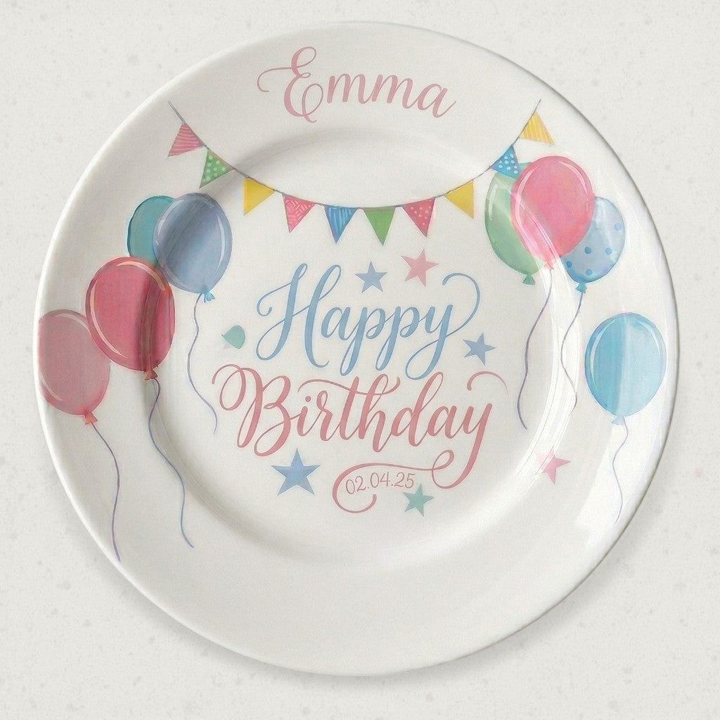 Personalized Baby Girl Ceramic Birthday Plate – Custom Hand Painted Ceramic Gift - BCP151