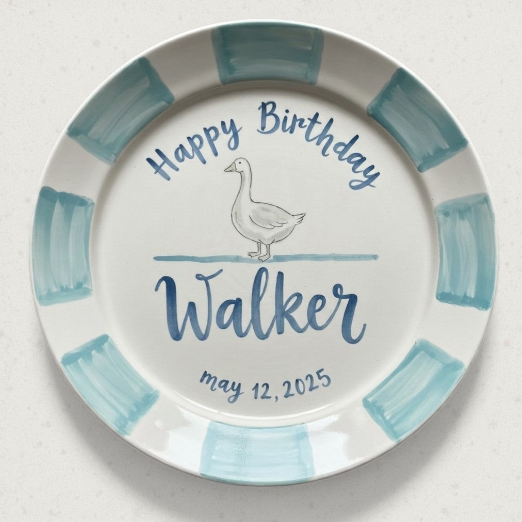 Personalized Boy's Ceramic Birthday Plate - Custom Name & Hand-Painted Keepsake - BCP49