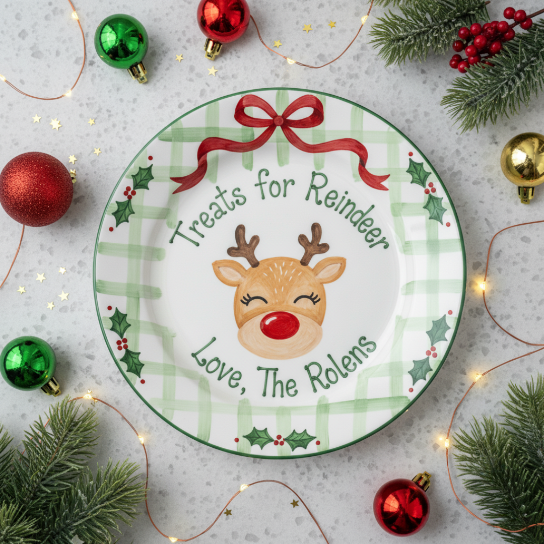 Personalized Ceramic Cookies with Santa Plate - Custom Holiday Gift - CFS19
