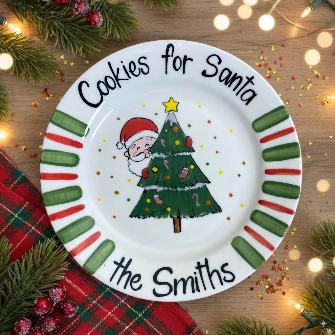 Personalized Hand-Painted Ceramic Cookies for Santa Plate- CFS02