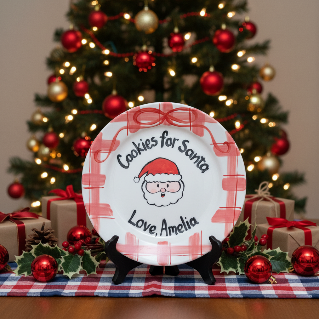 Personalized Ceramic Cookies for Santa Plate - Custom Christmas Gift - CFS10