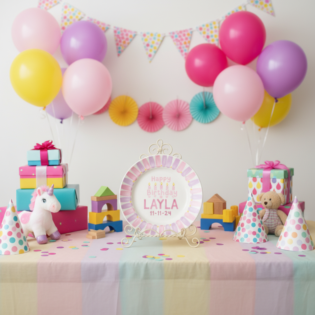 Personalized Girl Birthday Plate – Custom Hand-Painted Ceramic Gift - BCP67