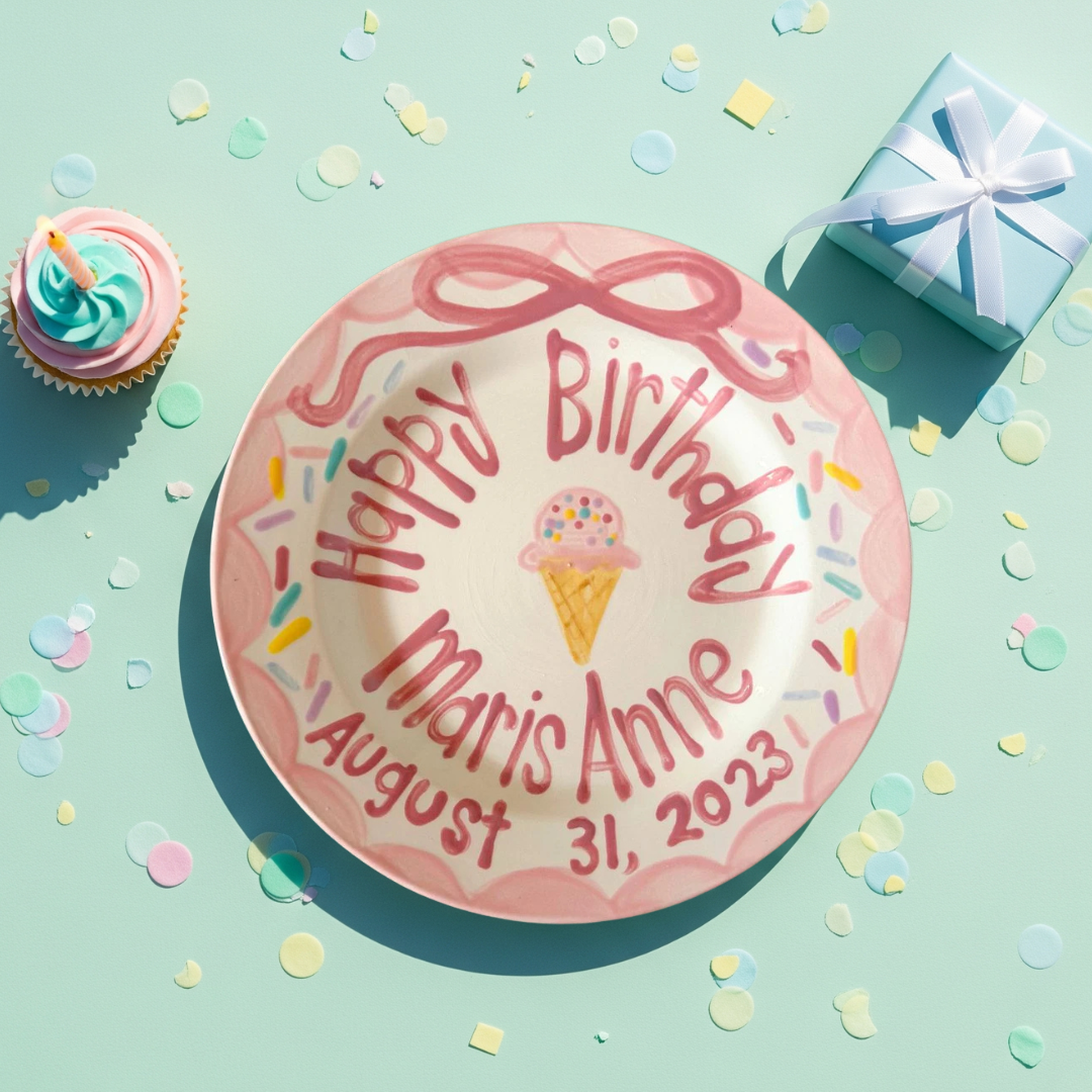 Personalized Ice Cream & Sprinkles 1st Birthday Plate - BCP22