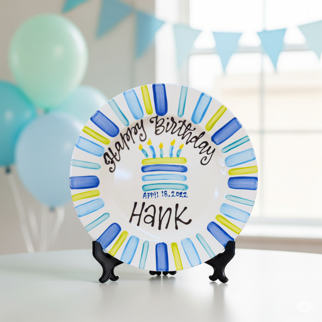 Personalized Birthday Plate for Kid - Hand-Painted Ceramic Dish - BCP27
