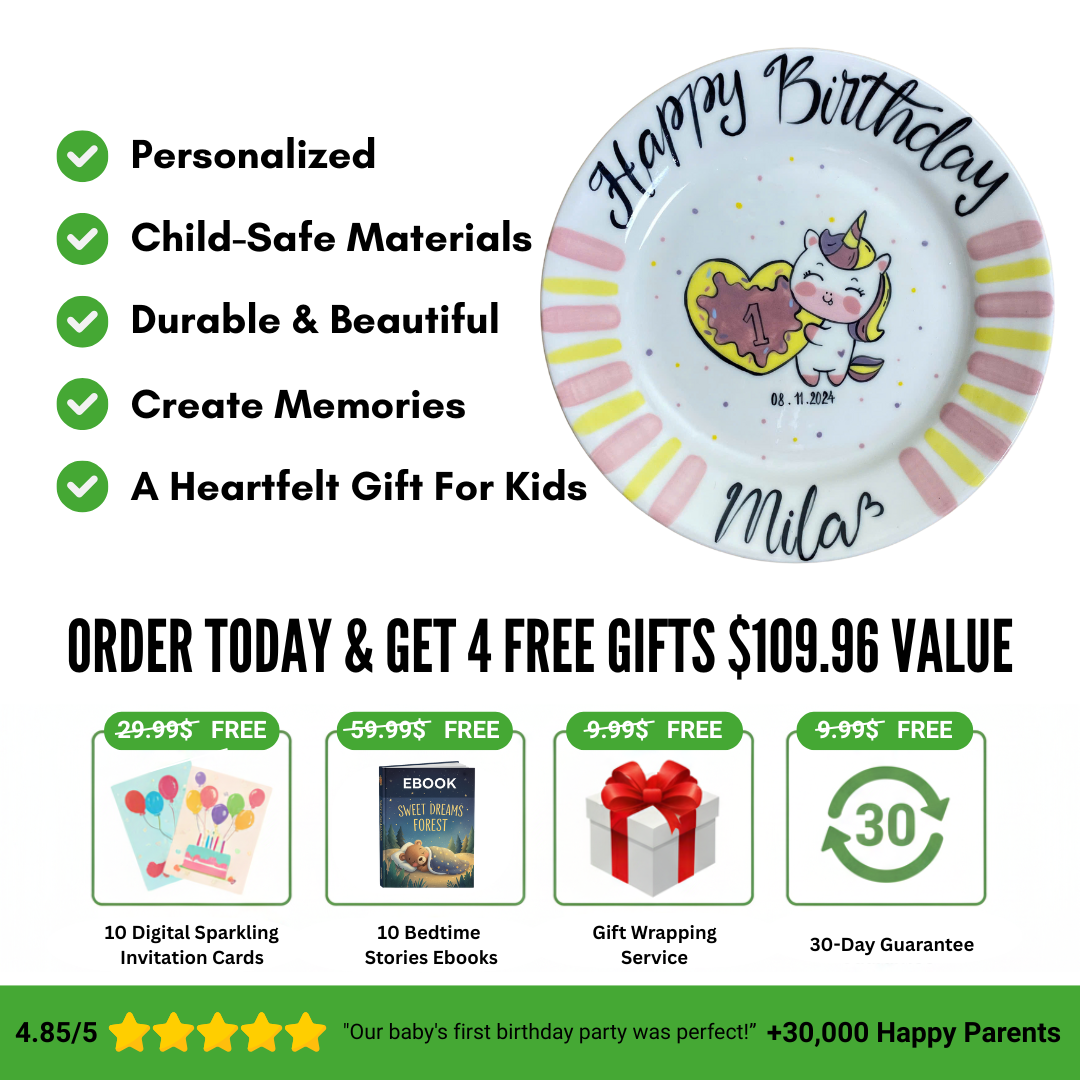 Personalized Ceramic Unicorn Birthday Plate - Cute Gift for Girls- BCP60