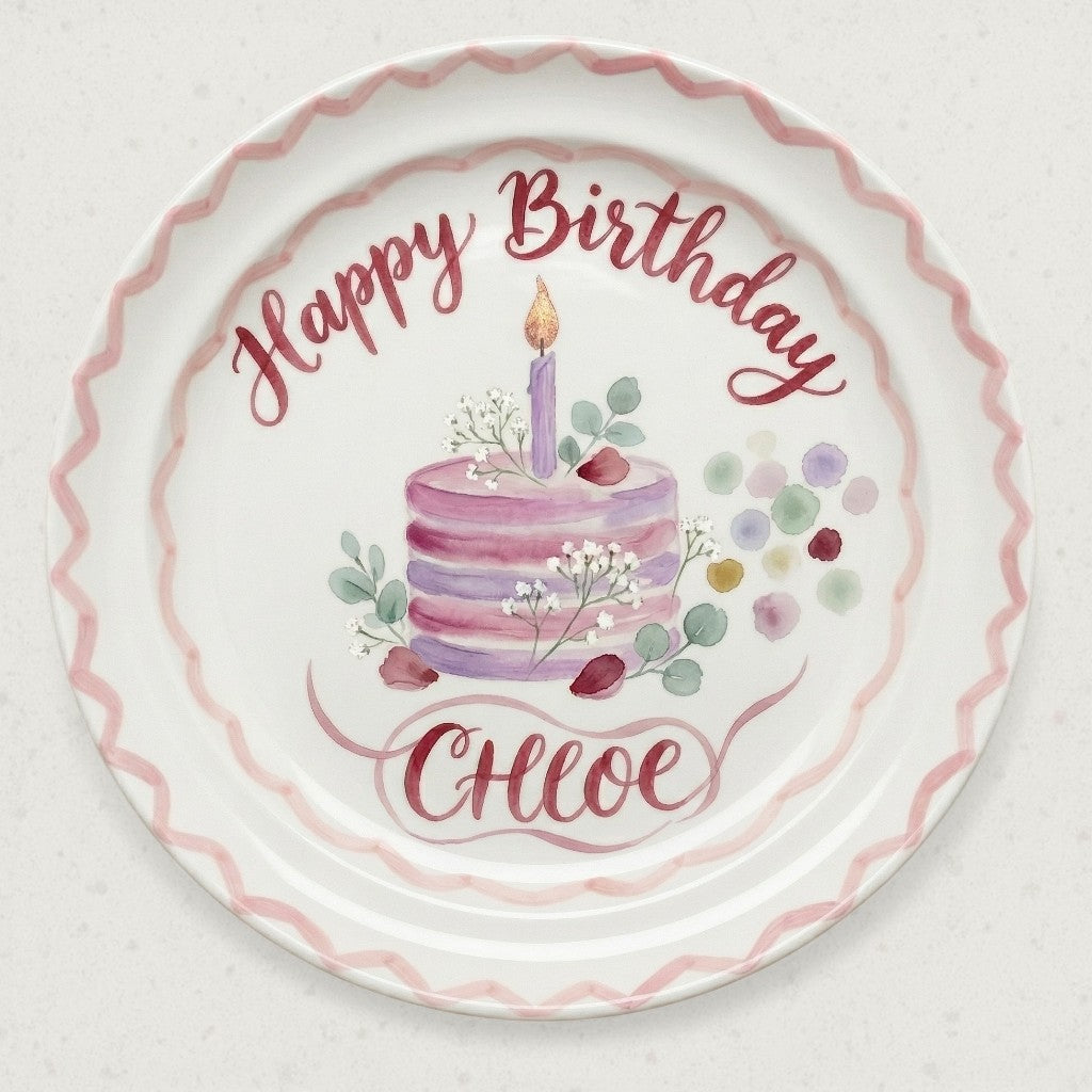 Personalized Baby Girl Ceramic Birthday Plate – Custom Hand Painted Ceramic Gift - BCP157